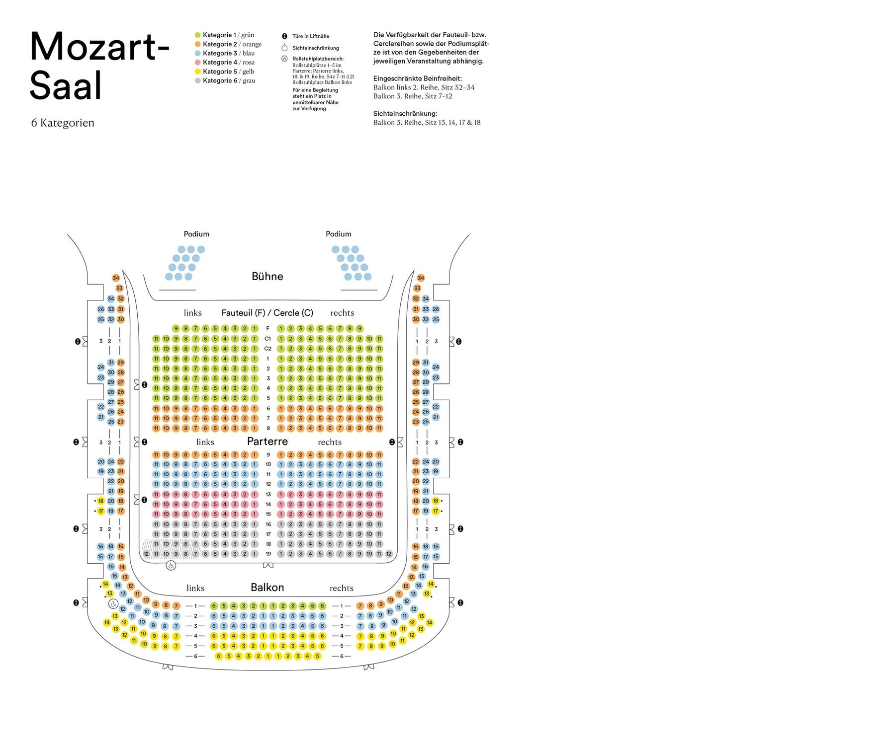 Seating plan for Konzerthaus Mozart Saal