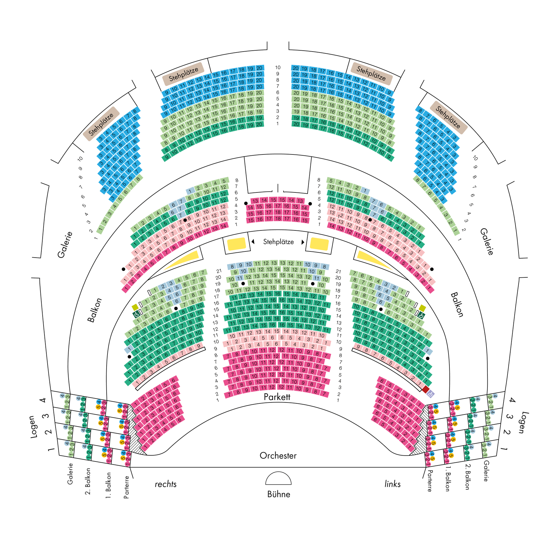 Seating plan for Volksoper Wien