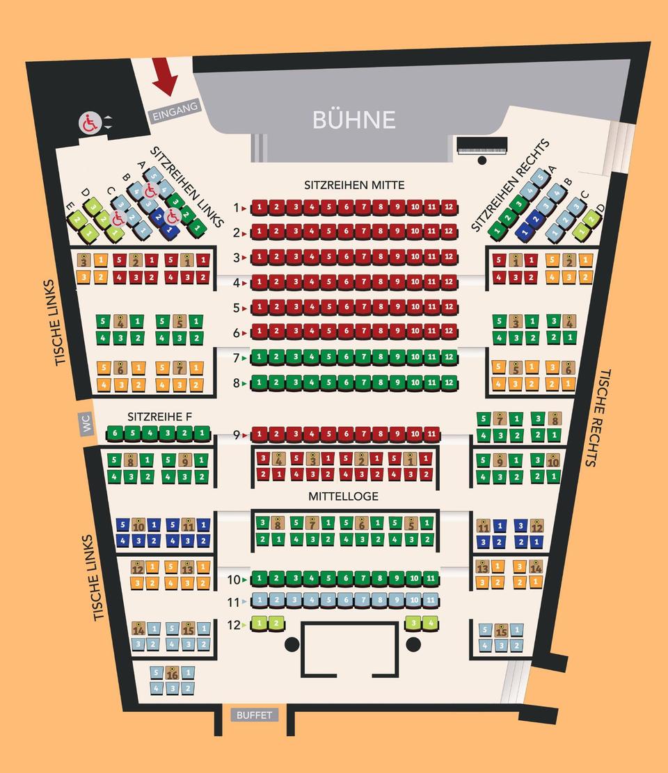 Seating plan for Kabarett Simpl